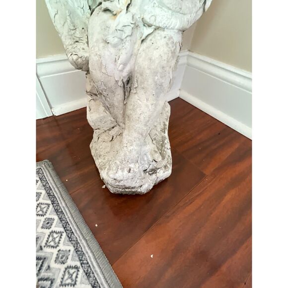 Gorgeous Shabby Cottage white painted antique cement garden angel must see - Picture 7 of 7